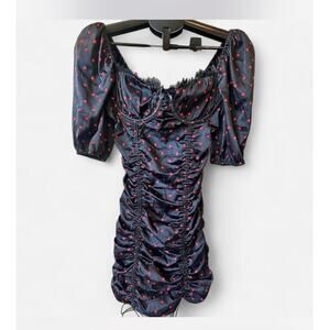 For Love & Lemons Melrose Ruched Bustier Mini Dress - Polka Dot Small